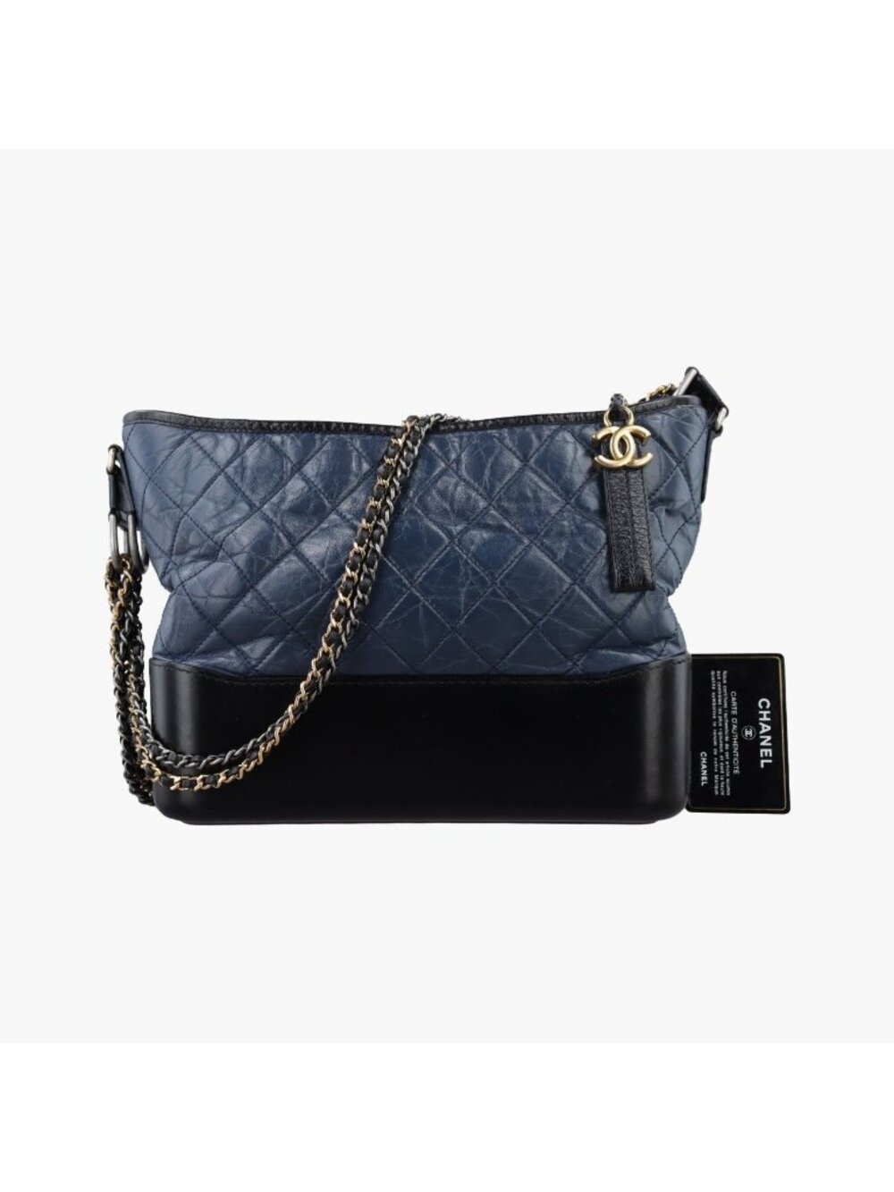 Chanel Gabrielle Black Navy Leather Handbag